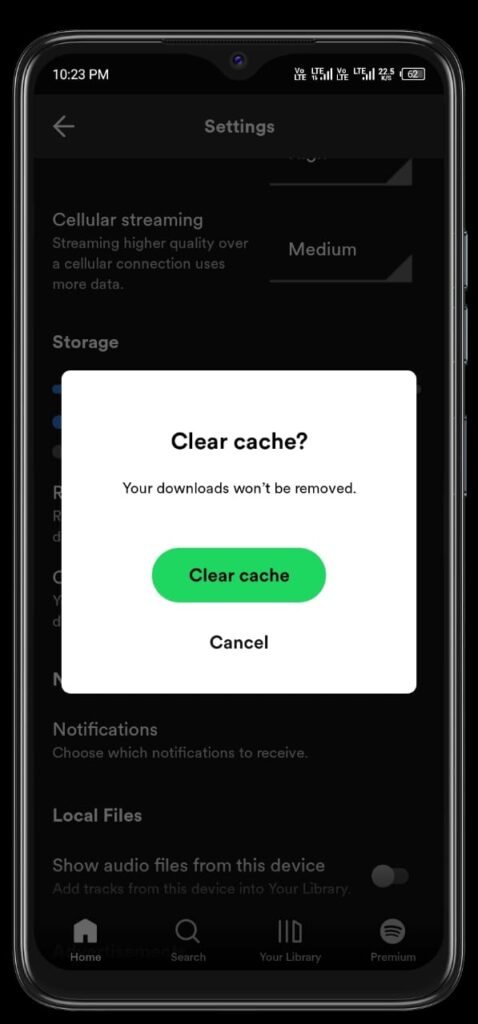 Clear Spotify Cache Files