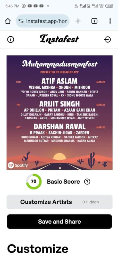 How to Create Spotify Instafest Festival-Instafest Festival Score