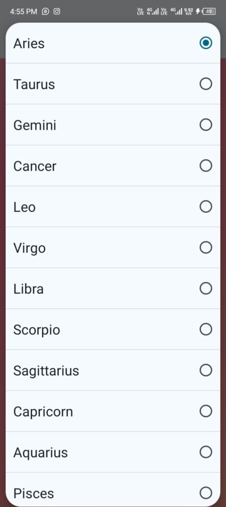 select your Star Sign