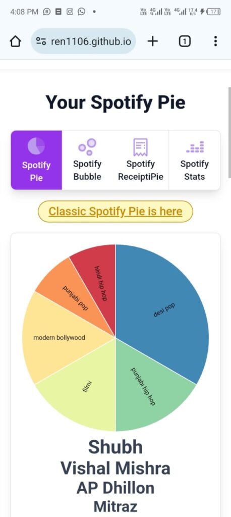your spotify pie chart