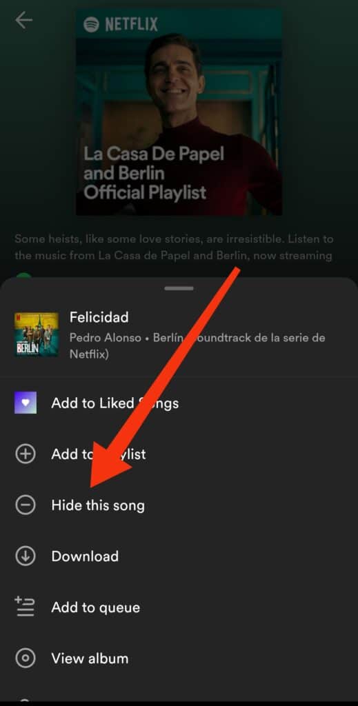 Hide song in Spotify app