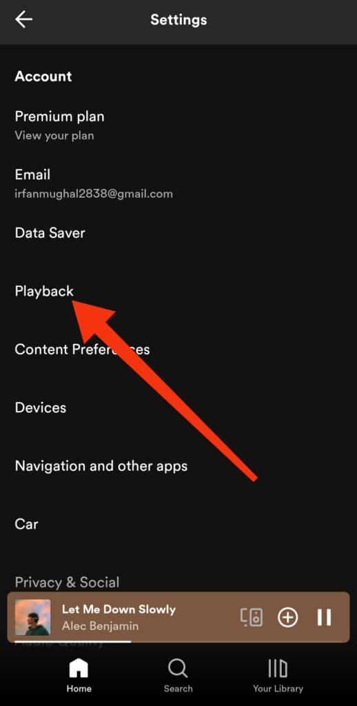 Go to Settings > Playback in Spotify app