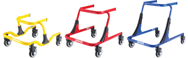 Child the usage of a gait teacher with caregiver support indoors
