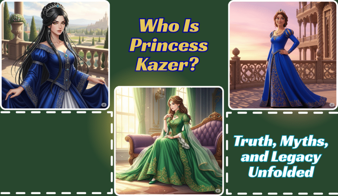 Elegant portrait of Princess Kazer in royal attire and crown